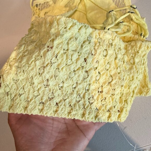 free people adella bralette boho strappy lace crop top yellow - Picture 6 of 10